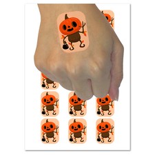 Fall Pumpkin Boy Halloween Jack O Lantern Temporary Tattoo Water Resistant Set