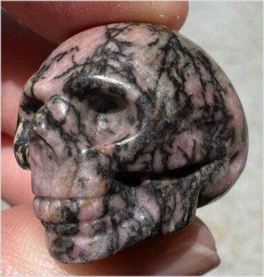  Small RHODONITE Collector's Crystal Skull - Self-Acceptance, Unconditional Love