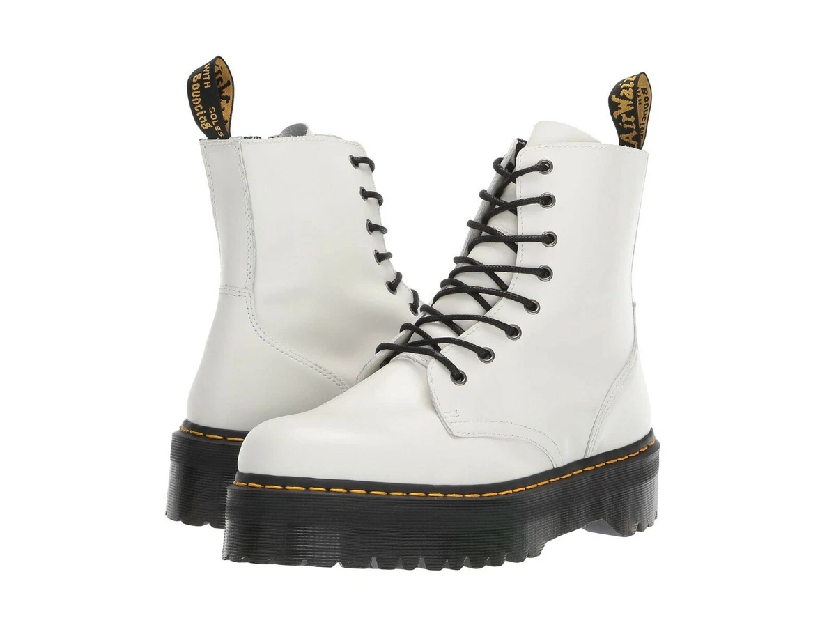 Women s Shoes Dr. Martens JADON Leather 8 Eye Boots 15265100 WHITE SMOOTH