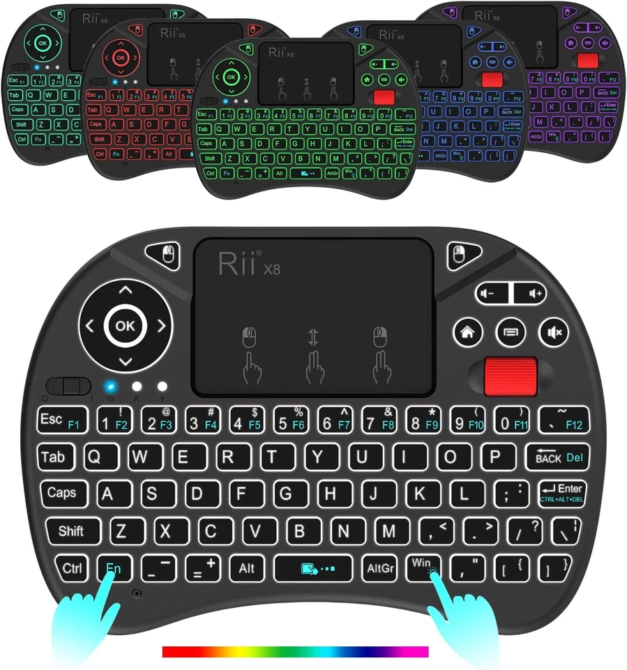 Rii X8 Mini Keyboard,2.4Ghz Portable Wireless Keyboard with Touchpad Mouse,Rgb B - Image 2 of 4