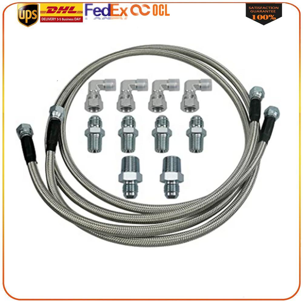 SS Braided Transmission Cooler Hose lines Fittings TH350 700R4 TH400 52