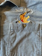 Vtg 90's The Pooh Baby Blue Corduroy Embroidered Long Sleeve Button Up Shirt S