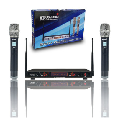 Wireless KTV Microphone System Pro Audio UHF 2Channel Handheld Metal Dynamic Mic