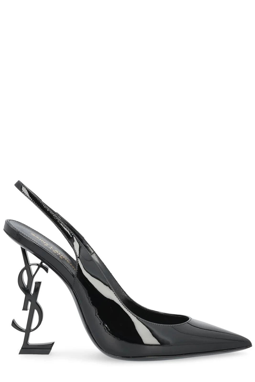 Tacchi Slingback Saint Laurent neri in pelle verniciata opyum nuovi in scatola taglia 40