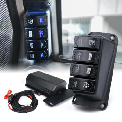 4 Gang Switch Panel System Circuit Control Relay System for Camper JEEP JK 07-18