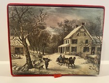 Vtg Hanes Advertising Xmas Silk Box Hosiery Stocking Jewellery Victorian Scene