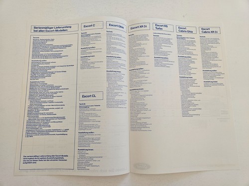 FORD ESCORT MK4 SALES BROCHURE 1986 GERMAN - Picture 12 of 13
