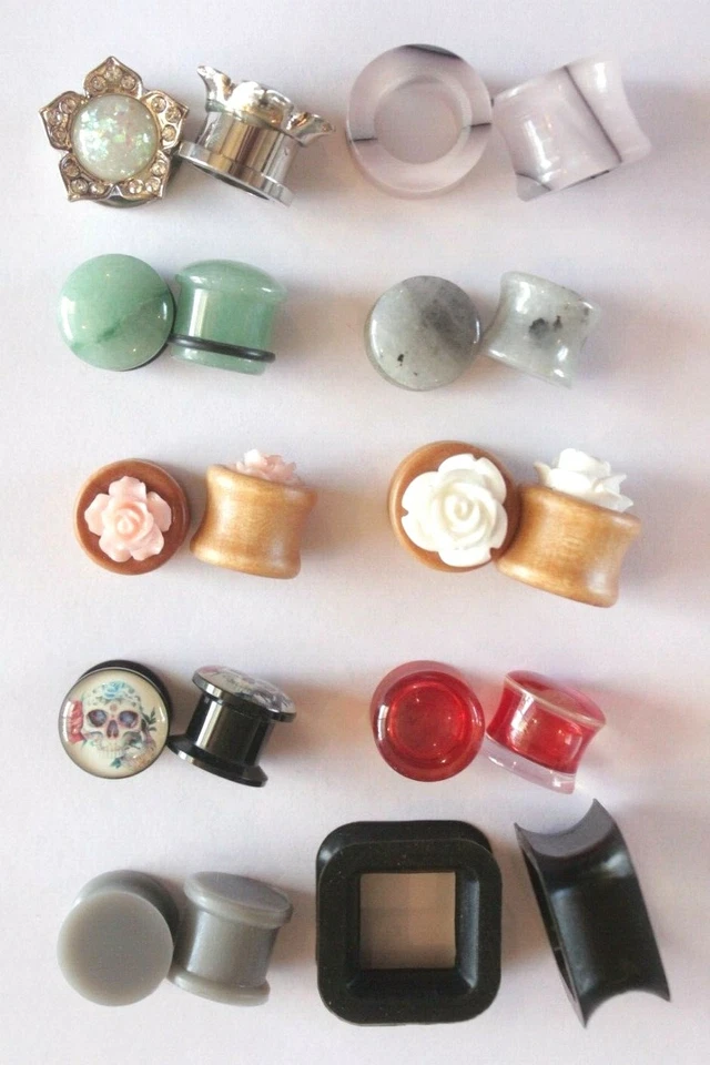 PAR 10mm-18mm Madera Piedra Gema Ópalo Cuadrado Silicona Tapón Calibre Sillín 12mm Foto 3 de 4