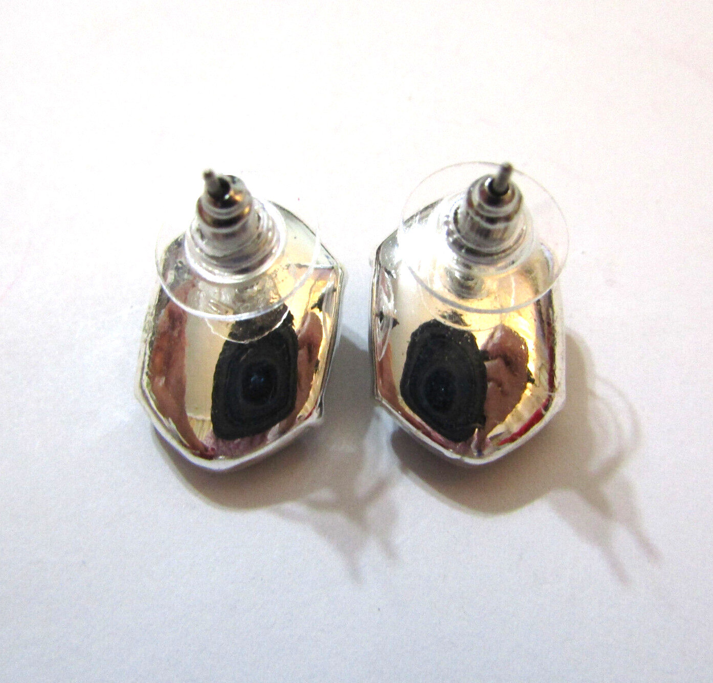 Abalone Shell Silver Stud Earrings Hexagon - image 2