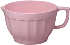Melamine Batter Bowl with Pour Spout, Handle & Non-Slip Base, Grip Hand, Pink