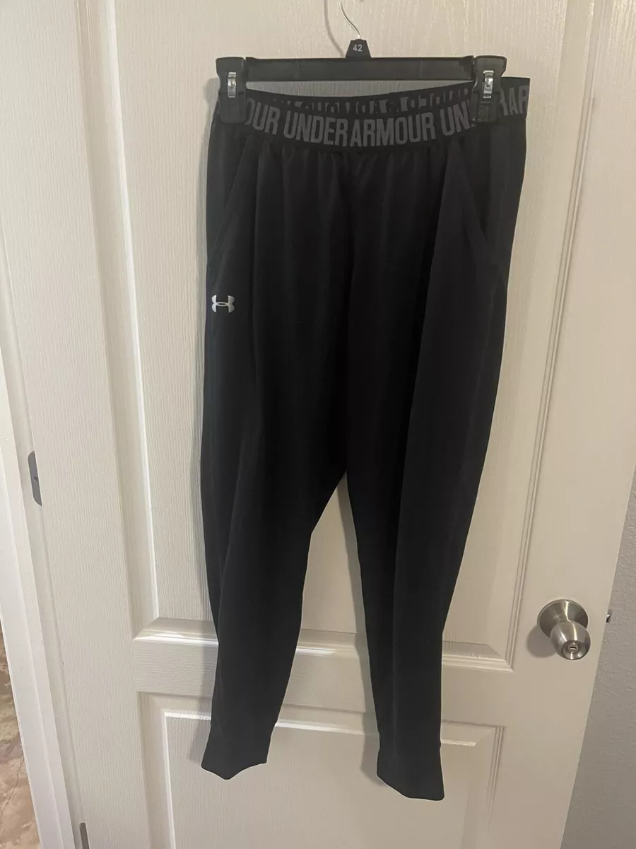 Under Armour Pants Small Womens Black Mid Rise Straight Leg Elastic Pockets  Logo