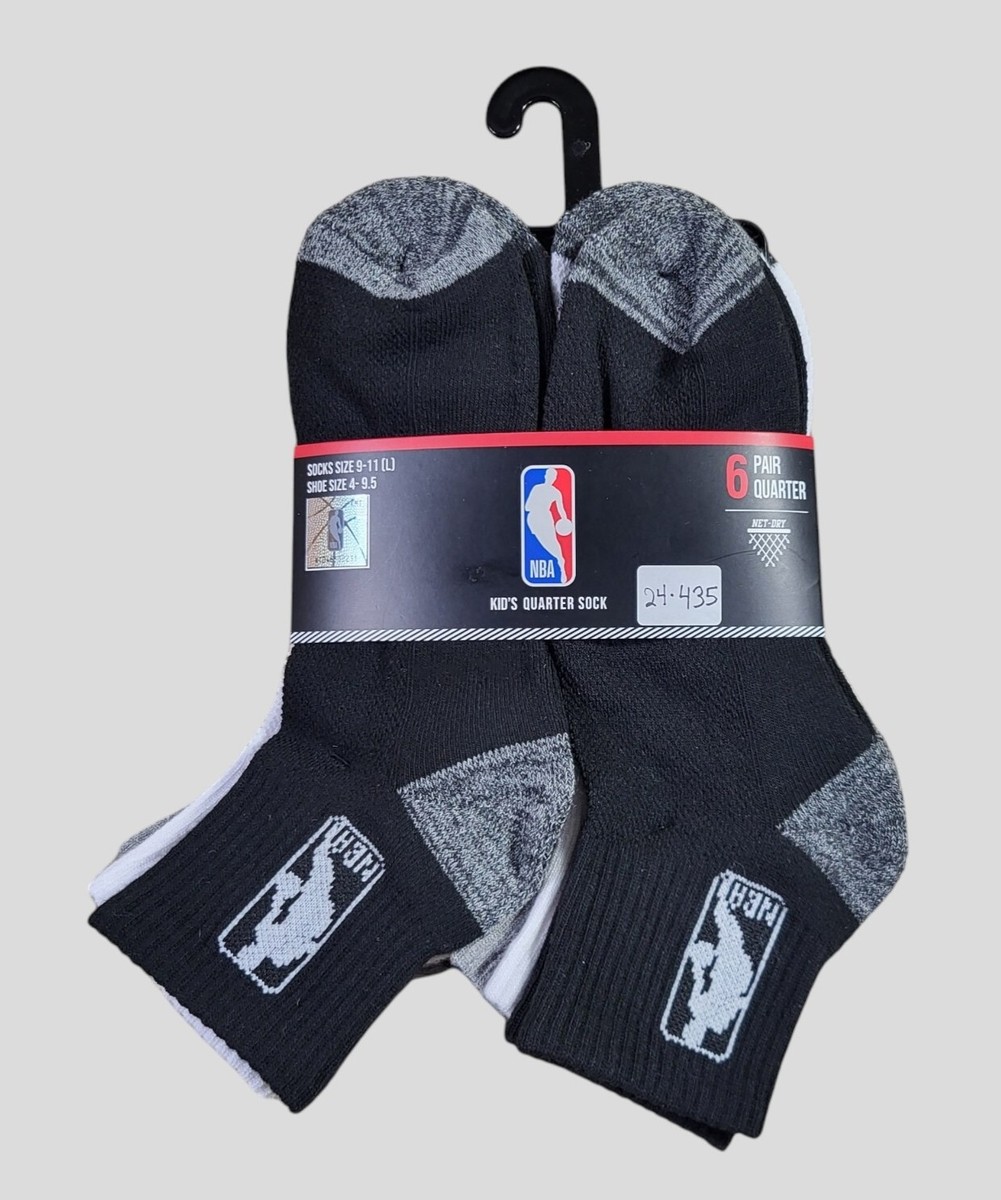 NBA Boys 1/4 Crew Socks Net Dry Basketball Everyday Pair Shoe