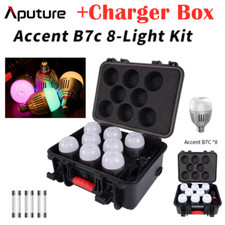 New Aputure Accent B7C 8-Light Kit LED Light Bulb RGBWW 2000K-10000K Charger BOX