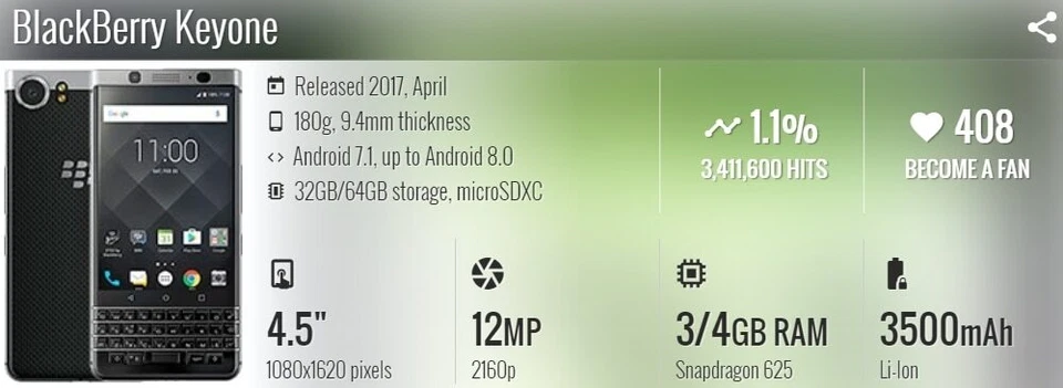 Teléfono Celular BlackBerry Keyone Original 4.5 Pulgadas 32GB/64GB ROM Doble SIM 12MP 4G Foto 4 de 4