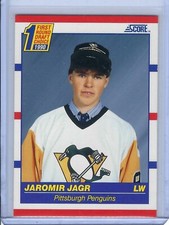1990 SCORE PITTSBURGH PENGUINS JAROMIR JAGR ROOKIE CARD # 428. rookie card picture