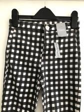 New Girls Matalan Charcoal Check Jeans / Trouser / Jeggins, Grey & White Age 12