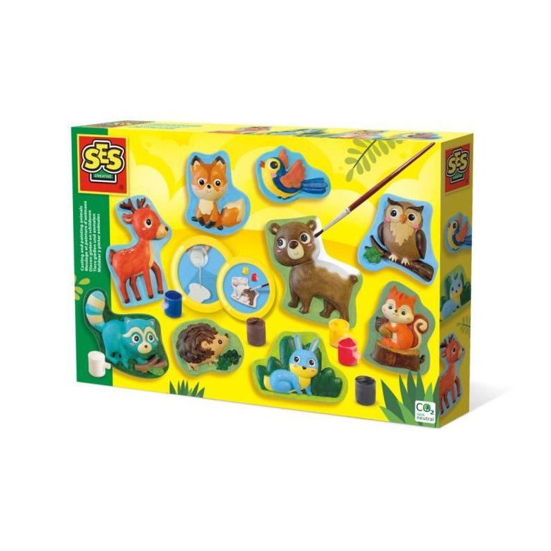Coffret moulage et peinture animaux de la foret idée cadeau anniversaire