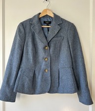 TALBOTS Jacket 4 P GRACE Heathered WOOL Blazer Peplum Pleats Lined Petite NWT