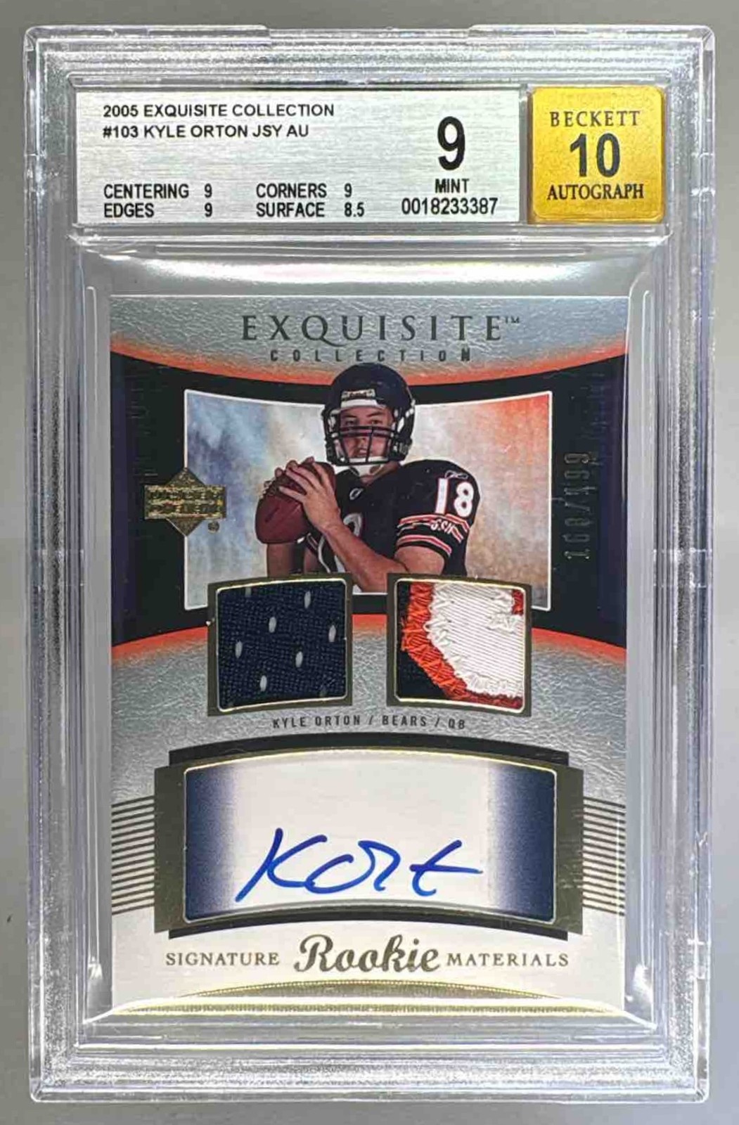 Kyle Orton UD Exquisite Collection #103 Autograph Patch-Holofoil