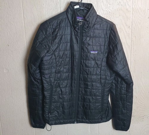 Patagonia Nano Puffer Jacket Womens Small Black Ripstop Full Zip Primaloft