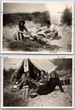 2x Kampen auf Sylt um 1950 - Hübsche Mädchen in den Dünen - Foto 9x6cm