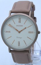 SALE Oozoo Vintage Armbanduhr Lederband pinkgrau Ø40mm C7709