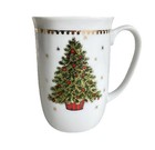 George Good Christmas Tree Holiday Mug Gold Trim Cup Snow Made Japan 4.25” GC — photo 3
