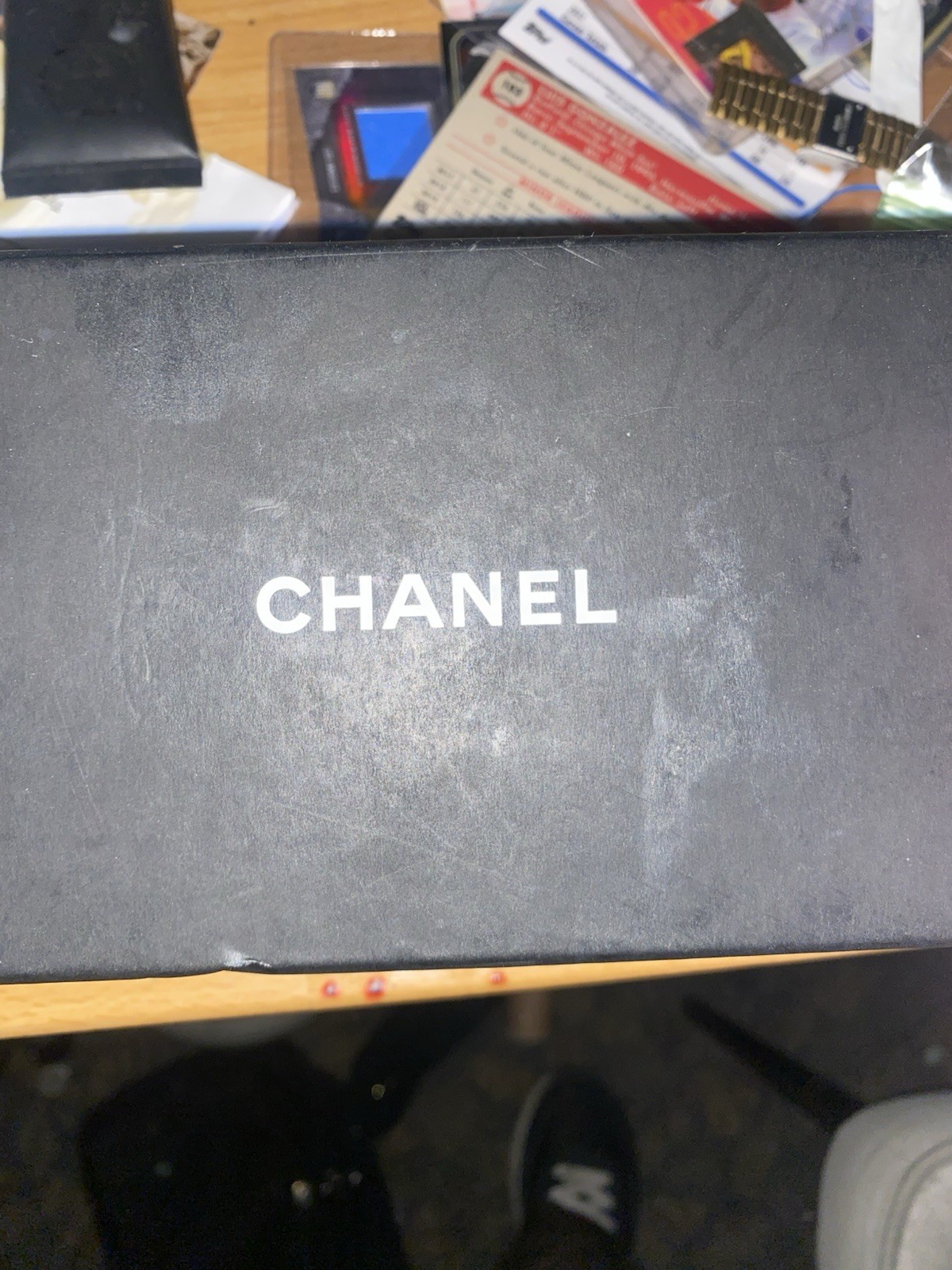 Authentic CHANEL Quilted CC logo Checkbook Wallet Black W/BOX HTF RARE SUEDE image 9