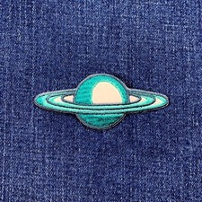 Saturn Applique Patch - Embroidered Space Galaxy Planet Badge 3-1/8" Iron On