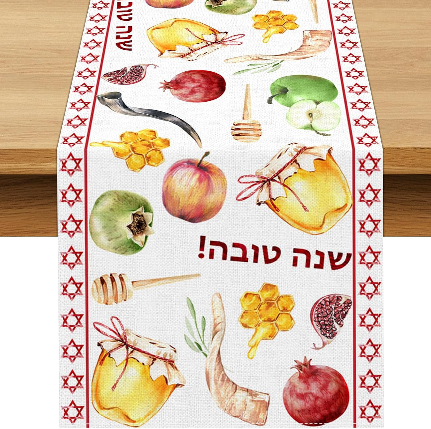 Rosh Hashanah Table Runner Honey Jewish New Year Holiday Party Decoration Shana
