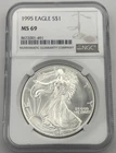 1995 American Silver Eagle 1 oz .999 Fine Silver Coin NGC MS 69