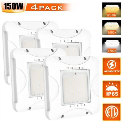 4 PACK Commercial Canopy LED Gas Station Lights 150W Parking Garage Light 3CCT