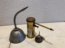 Vintage Lot 3 Antique Eagle Brass Pump Oil Can Galvanized Flexible Spout Oiler