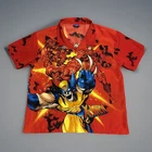 VTG X-Men Button Up Shirt Mens Large 2002 Marvel Comics Wolverine All Over Print
