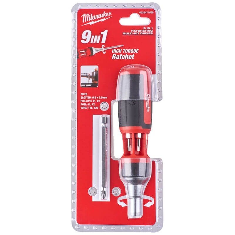 Milwaukee 9 In 1 Ratcheting Multibit Screwdriver