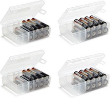 Battery Storage Box Clear Holder Fits AA and AAA Batteries Set of 4