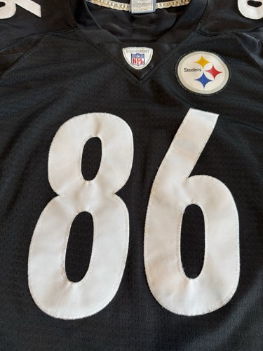 VTG Reebok On-Field NFL Pittsburgh Steelers #86 Hines Ward Home Jersey Black LG - Picture 13 of 16