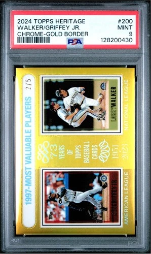 2024 Topps Heritage Ken Griffey Jr./Walker Chrome Gold Border 2/5 PSA 9 POP 1
