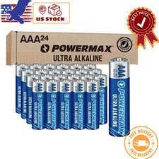 AAA Alkaline Batteries 24 Pack Powermax Battery 10 Year Shelf Life Long Lasting 0.33 per gallon