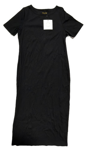 Main Street Exchange Constance Ribbed Midi Dress Black Womens Small