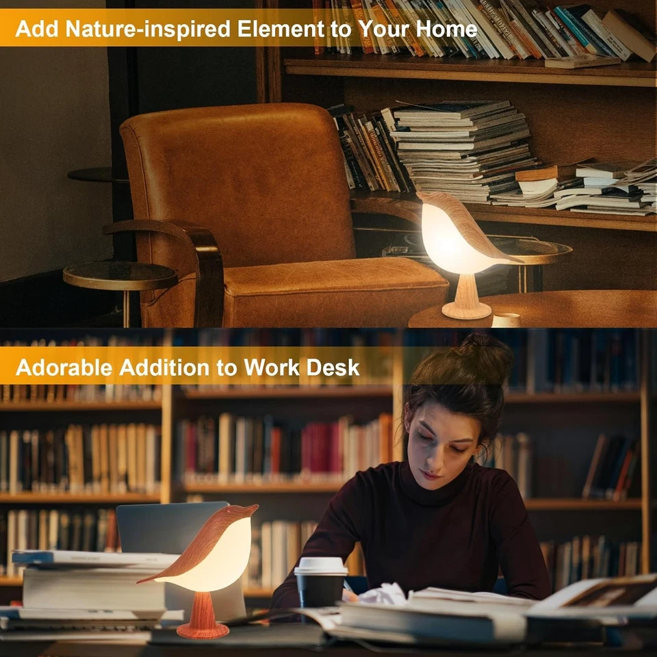 2 Cute Bird Lamps Combo,Small Bedside Lamps with 3 Color Temperature and Adjusta - Image 3 of 4