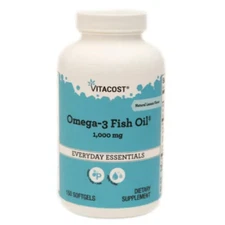 Vitacost Omega-3 Fish Oil  Natural Lemon Flavor  1000 mg  150 Softgels  3/2027