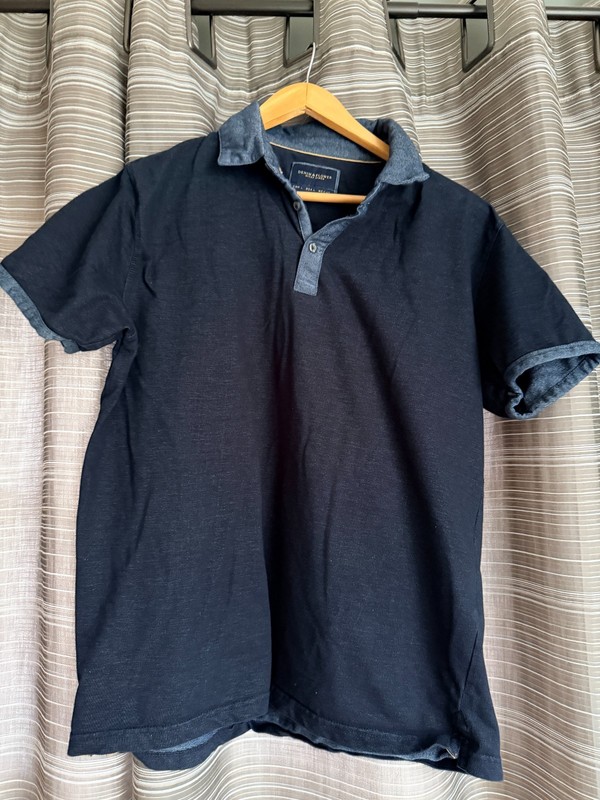 Mens Denim & Flower Collared shirt - size Large