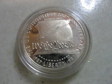 1987 S US Constitution Coin 90% Silver Dollar PROOF US Mint $1 Dollar in Capsule