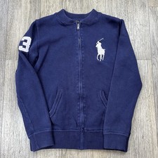 Polo Ralph Lauren Sweater Boys XL 18-20 Navy Big Pony Full Zip Tight Knit Prep