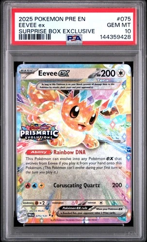 2025 POKEMON PRE EN-PRISMATIC EVOLUTIONS SURPRISE BOX EXCLUSIVE EEVEE EX PSA 10