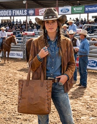 Vanda Francis Patchwork Leather Tote Bag Western Rodeo Cowgirl CowboyCore 