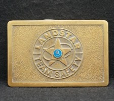 WF05135 SWEET VINTAGE 1970s    LANDSTAR TEAM SAFETY 3    BRASS BELT BUCKLE