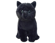 Faithful Friends Sitting Bombay Black Cat 24cmH Plush Soft Toy Kitten. Animal