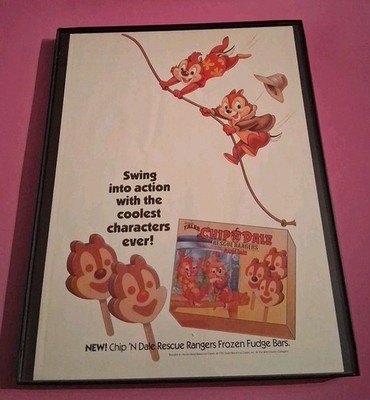 Chip 'N Dale Rescue Rangers Fudge Bars Framed Print Ad 1991 8.5x11  
